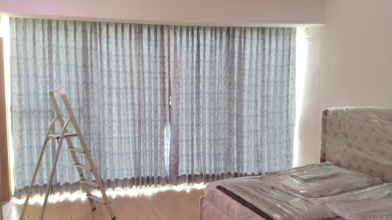 Lotus print living-room curtains